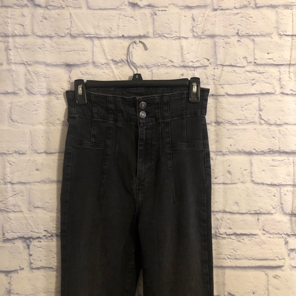 Free People x We The Free Jayde Retro High Rise Flare Stretch Jeans Onyx 27 - Picture 3 of 7
